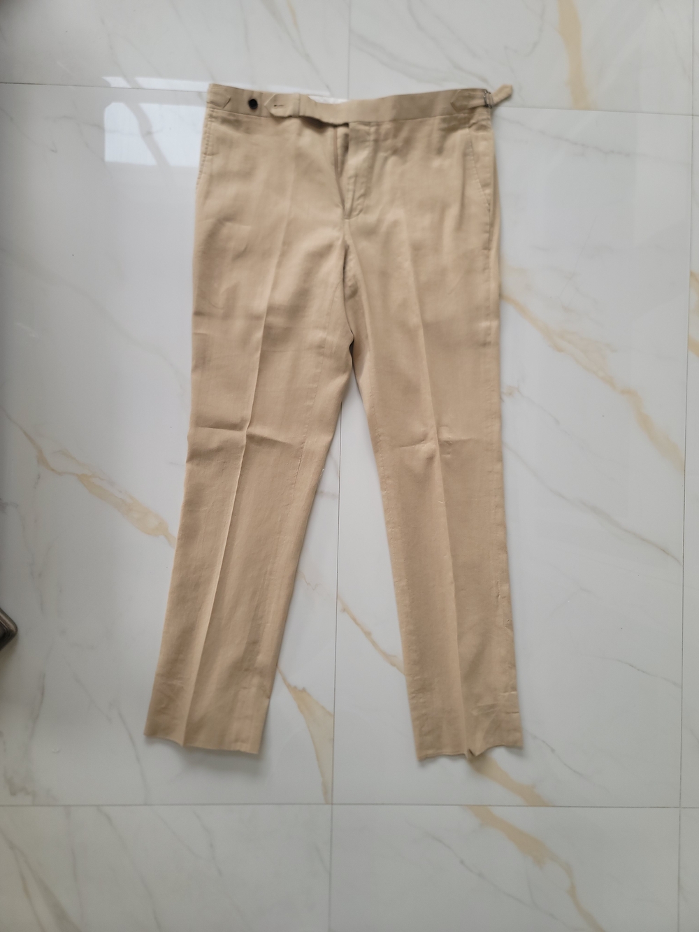 Spier&Mackey 36w X 34L Men's Beige Linen Pants Side Tabs - Classic Straight Fit